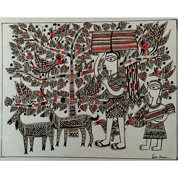 aoi madhubani 030 izhar village life a4 acrylic paper 5
